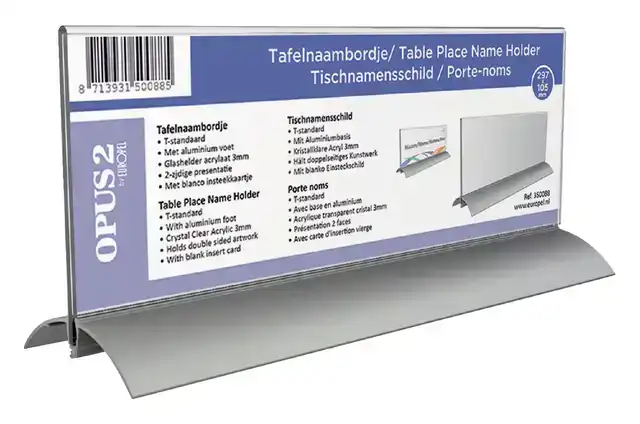 TAFELNAAMBORD EUROPEL 105X297MM ACRYL
