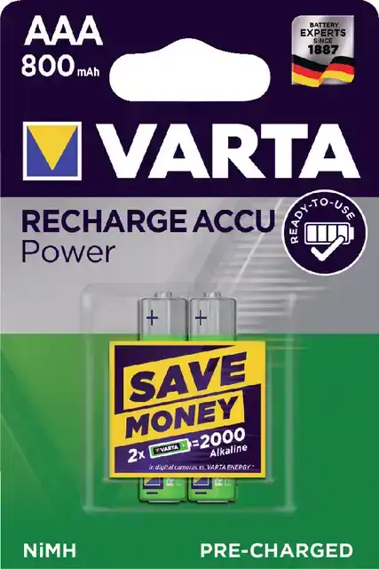 BATTERIJ OPLAADBAAR VARTA AAA 800MAH