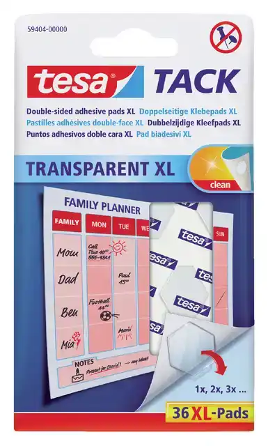 KLEEFPADS TESA TACK TRANSPARANT XL 36ST