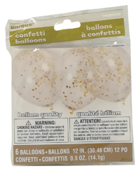 BALLON TRANSPARANT MET GOUD CONFETTI 6