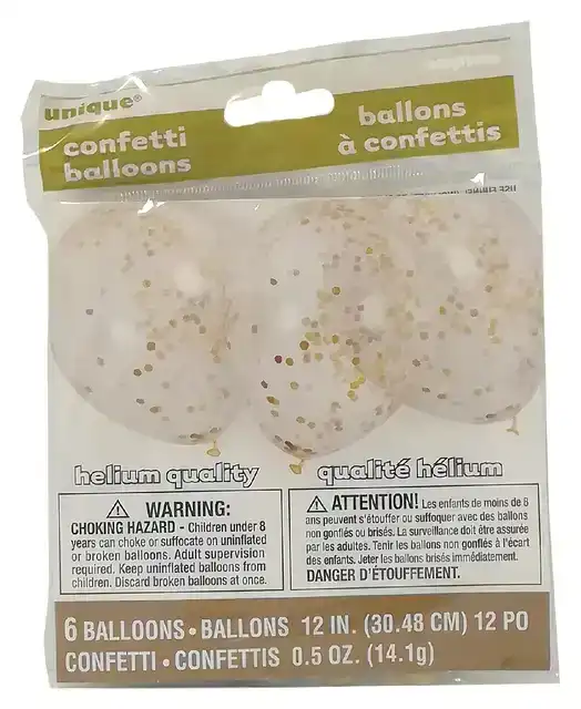 BALLON TRANSPARANT MET GOUD CONFETTI 6