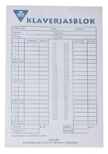 SCOREBLOK KLAVERJAS 50 VEL