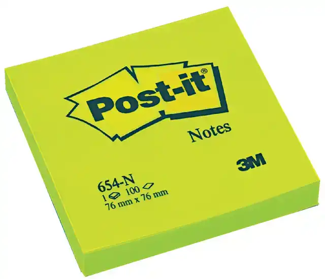 MEMOBLOK POST-IT 654 76X76MM NEON GROEN