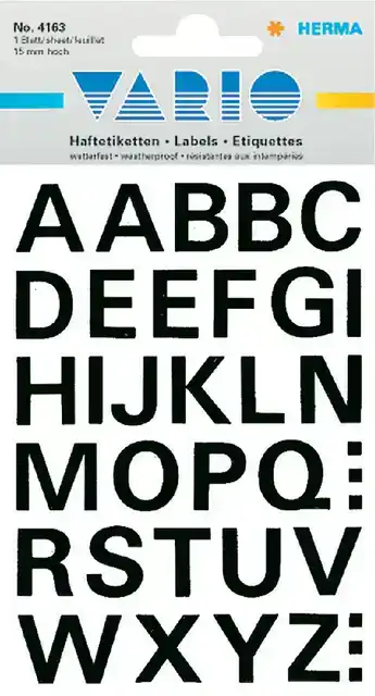 ETIKET HERMA 4163 15MM LETTERS A-Z