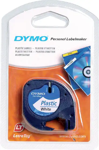 LABELTAPE DYMO LETRATAG PLASTIC 12MM