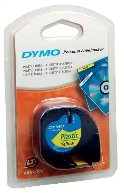 LABELTAPE DYMO LETRATAG PLASTIC 12MM