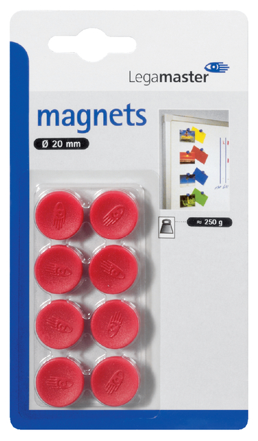 MAGNEET LEGAMASTER 20MM 250GR ROOD