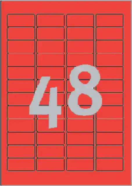 ETIKET AVERY L6038-20 45.7X21.2MM ROOD