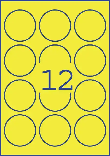 ETIKET AVERY L7670-25 63.5MM ROND GEEL
