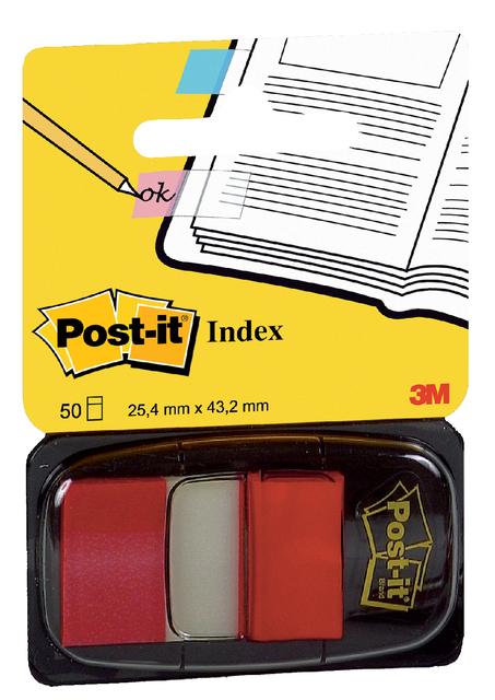 INDEXTABS POST-IT 680 25.4X43.2MM ROOD