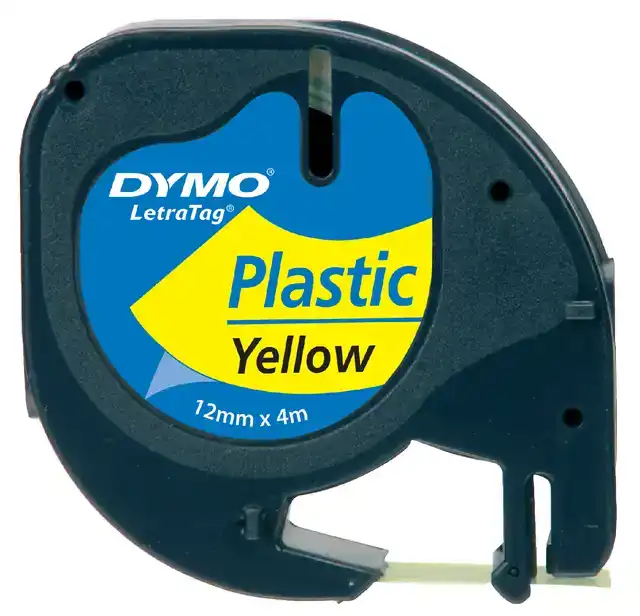 LABELTAPE DYMO LETRATAG PLASTIC 12MM