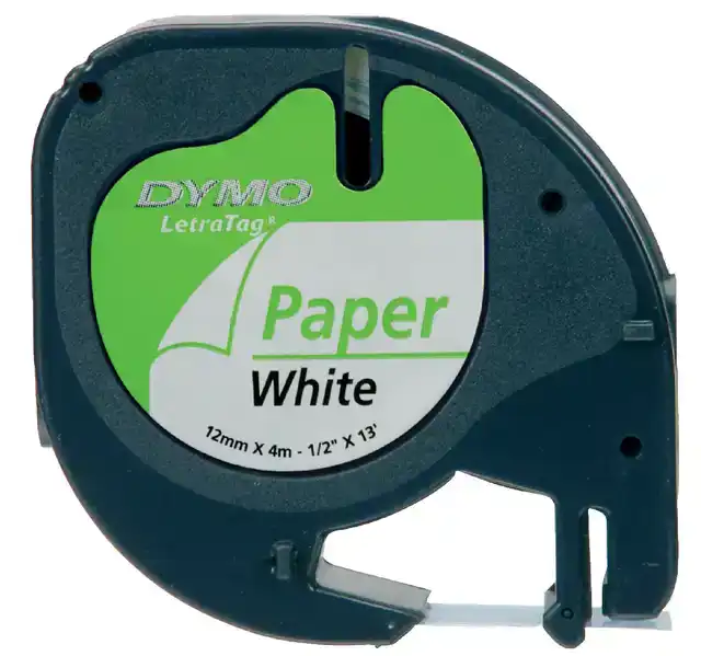 LABELTAPE DYMO LETRATAG PAPIER 12MM WIT