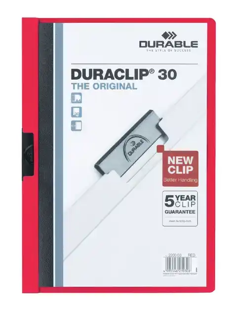 KLEMMAP DURABLE DURACLIP A4 3MM 30V RD