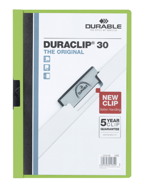 KLEMMAP DURABLE DURACLIP A4 3MM 30V GN