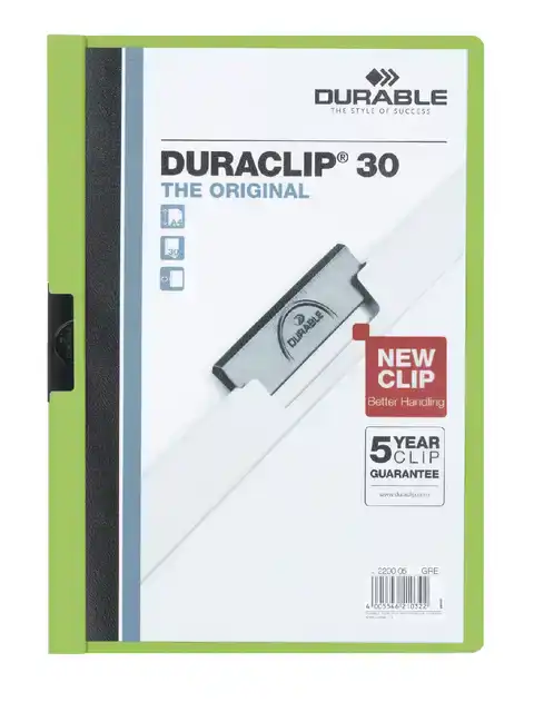 KLEMMAP DURABLE DURACLIP A4 3MM 30V GN