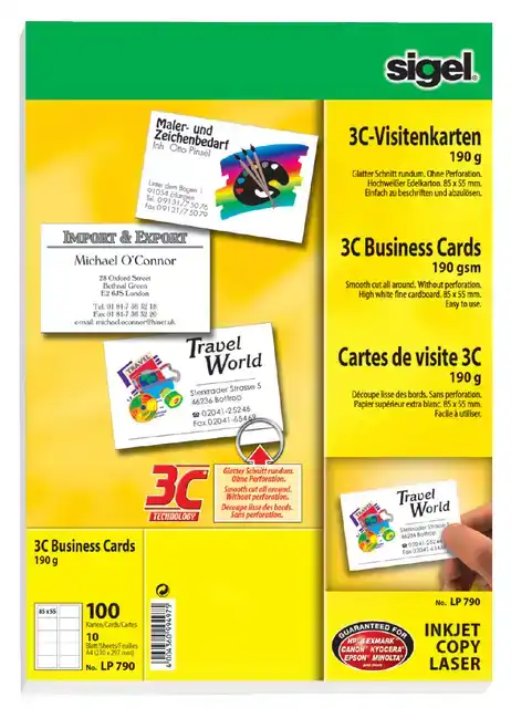 VISITEKAART SIGEL 85X55MM BLANCO 190GR