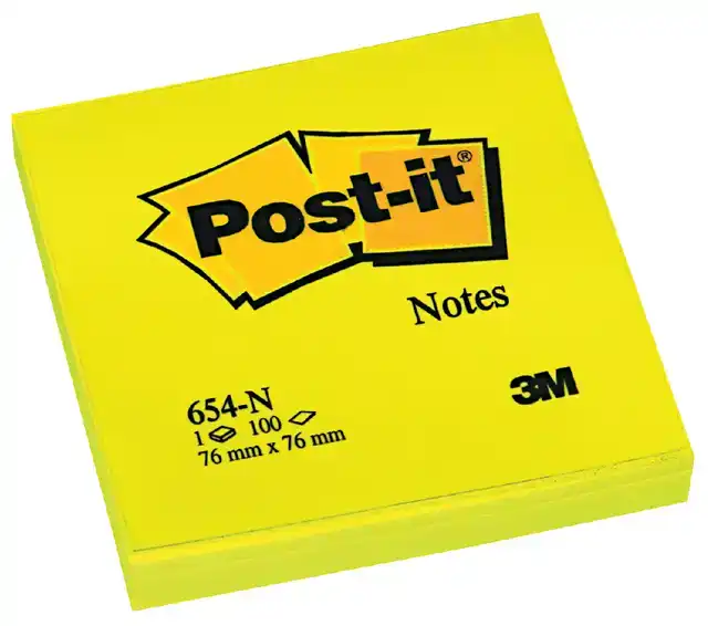 MEMOBLOK POST-IT 654 76X76MM NEON GEEL